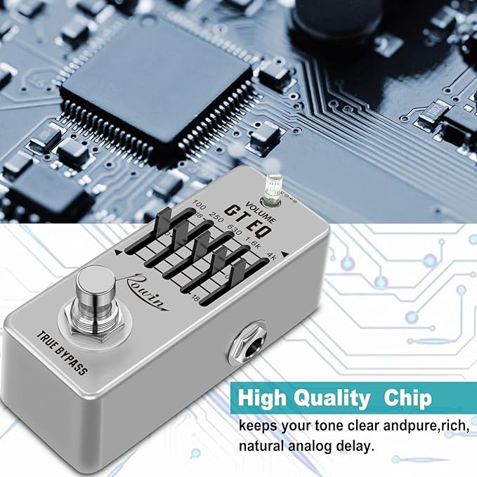 Rowin Guitar Equalize Effect Pedal EQ Add or Take Away Specific Bands Tune Parameters of Sound