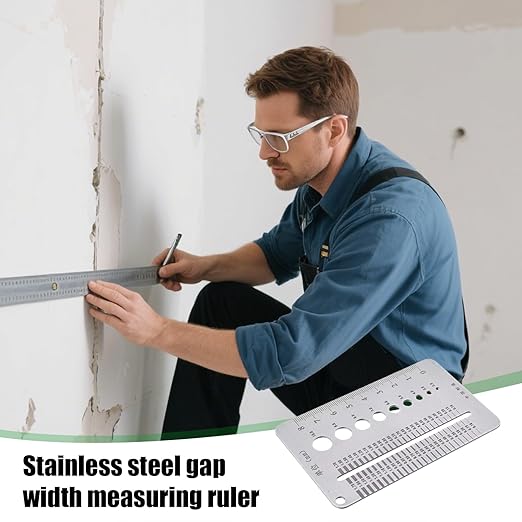 High-Precision Crack Width Gauge, Stainless Steel Precision Scale Home Inspection Crack Measuring Tool for Wall Inspection, Construction Monitoring, Home Maintenance