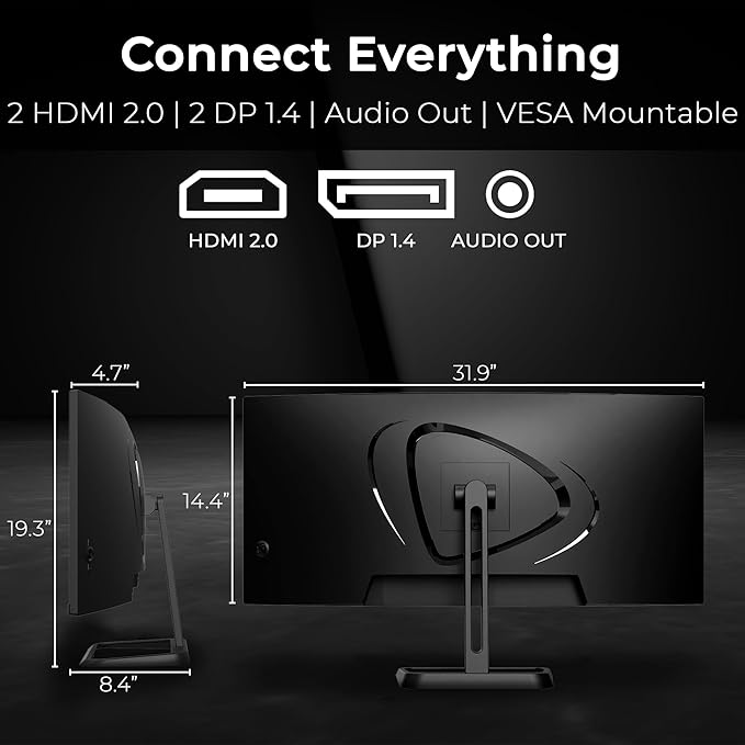 Deco Gear 34-Inch Business Curved Super UltraWide WQHD Monitor 3440 × 1440 R1500 100Hz 1ms 100% sRGB HDR 2× DisplayPort 2× HDMI Tilt Adjustable PIP/PBP Low Blue Light, American Seller