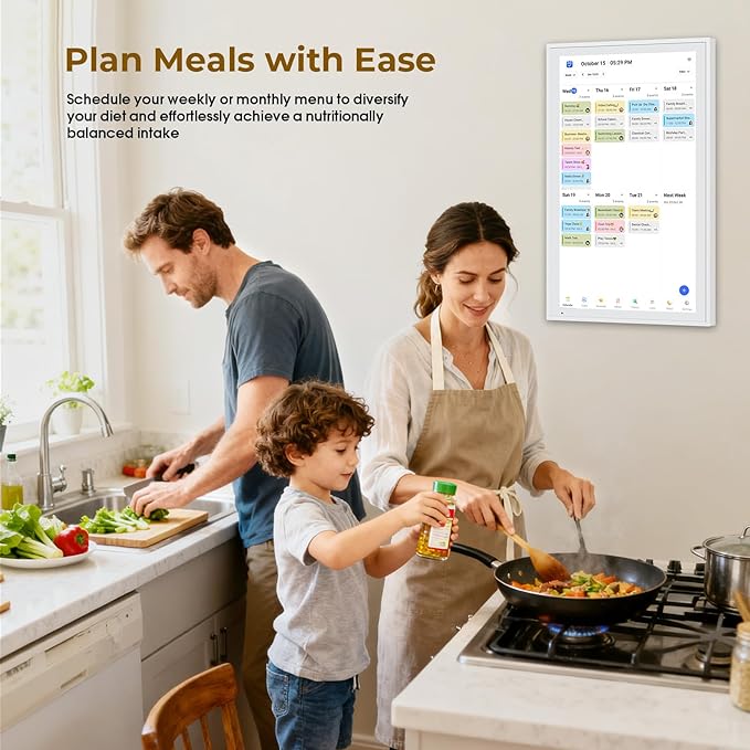 Digital Calendar, 21.5" Electronic Calendar For Wall, 1080P IPS Touchscreen Smart Family Planner& Chore Chart, Two - Way Sync With Phones Supports All Google Play Apps, Wall/Desk Mountable