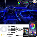 Jushope Interior Car LED Strip Lights with Wireless APP and Remote Control, RGB 5 in 1 Ambient Lighting Kits with 236 inches Fiber Optic, 16 Million Colors Car Neon Lights, Sync to Music