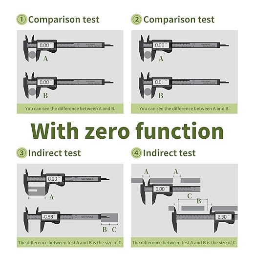 SCITOOLS Digital Caliper 0-12" Measuring Tool with Metal Ruler, Micrometer Caliper with Auto-Off Feature, Interchangeable Between inches and millimeters for DIY/Household and 3D Printing, Black