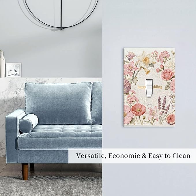 Bvtewkhz Floral Plant Watercolor Flowers 1 Gang Single Toggle Decorative Outlet Covers Light Switch Plate Electrical Receptacle Switchplate For Bathroom Kitchen Bedroom