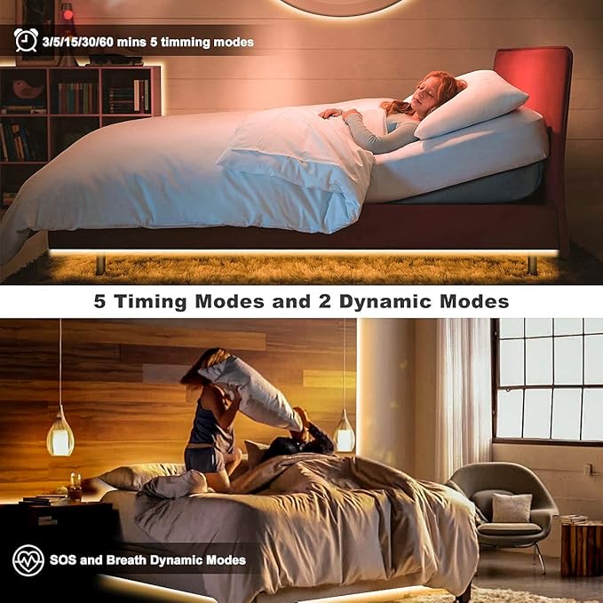 MY BEAUTY LIGHT LED Strip Lights Warm White,16.4ft Dimmable LED Light Strip with RF Remote,300 Bright 3000K 2835 LEDs,Plug-in Adhesive Rope Lights with Timing Mode for Living Room Bedroom Kitchen