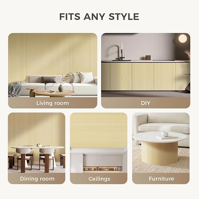 OUZUGIE 1 Pack 96x48 Inch Natural Bamboo Wall Panel – Raw Pole Wrap Paneling for Walls, Ceilings, Cabinets, Furniture – Ideal for Bedroom, Living Room & Office DIY Decor