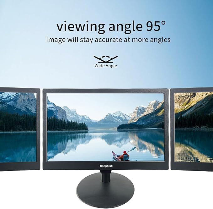 SKitphrati 15.6 Inch Small Computer PC Monitor, 1366x768 Video Screen With HDMI VGA BNC Ports, VESA Mounting, NVR/DVR for Home Office, Built-in Speakers