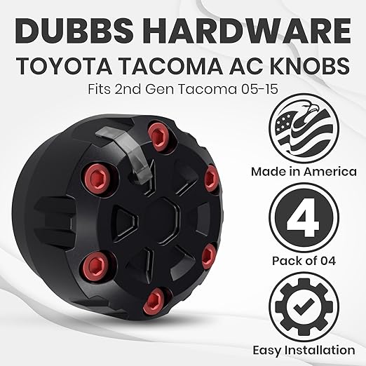 4 Pack - 2nd Gen Tacoma Accessories AC Knob Upgrade - 2005,2006,2007,2008,2009,2010,2011,2012,2013,2014,2015 Tacoma Climate Control Dial Mods Set - for Toyota Interior Replacement Kit