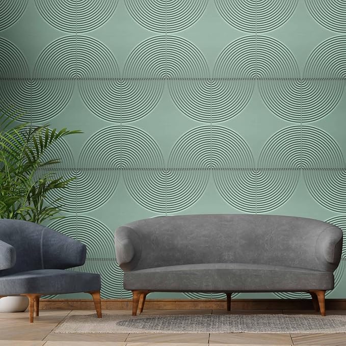 From Plain To Beautiful In Hours 9002 Arc Swell PVC 12 in x 12 in Peel and Stick Wall Panels (Covers / 10 sq.ft), Edge Water, 10 Piece