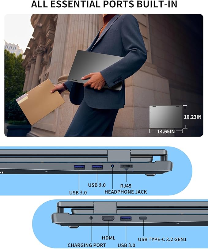 KOOFORWAY Triple Screen Laptop,16” Main + Dual 10.5” Monitors, Core i7-1270P, 32GB RAM,2TB SSD, Win 11 Pro,Wi-Fi 5,BT 5.0,Face & Fingerprint Unlock,USB-C,HDMI for Business/Design/Stock Trading