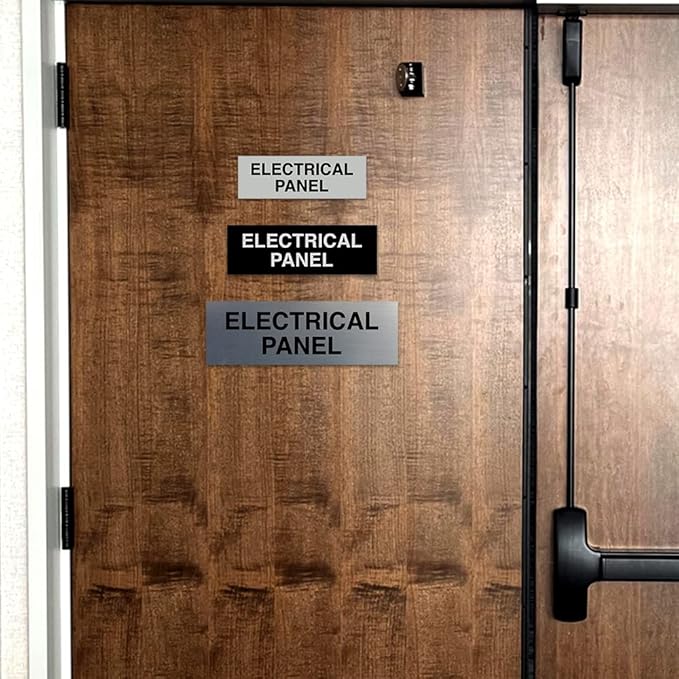 All Quality Basic Electrical Panel Sign - Fire Regulation Safety Compliance Sign - Brushed Gold - Medium (1 Pack)