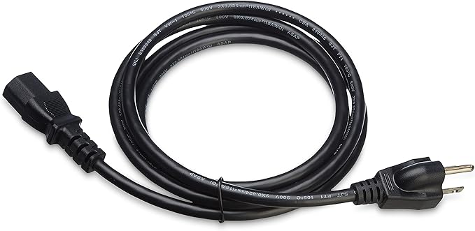 Amazon Basics PC Power Cord, 6 feet, 5-Pack, AC Power Cord for Monitor, Computer, TV, 3 Prong, 18 AWG, 125 Volts, Black