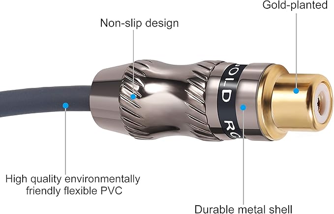 Devinal Y-Cable, RCA Female to 2 RCA Female Adapter, Video/Audio Splitter, 10" (25 cm)