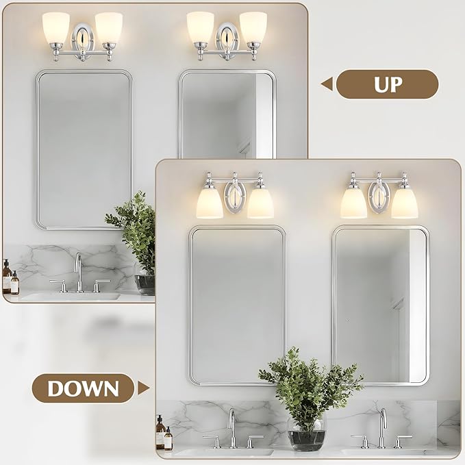 EJIAXIN Bathroom Vanity Lights Over Mirror, 2 Light Bath Vanity Light Modern Chrome Bathroom Lighting Vanity Light Vintage Style for Living Room Cabinet Bedroom Restroom