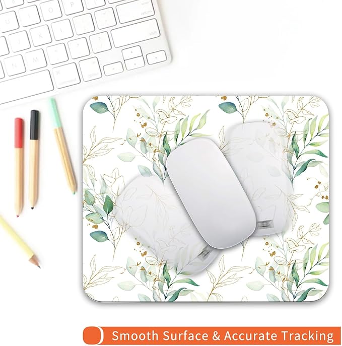 Armanza Square Mouse Pad Pretty Leaves, Personalized Premium-Textured Custom Mouse Mat Design, Washable Mousepad Cloth, Non-Slip Rubber Base Computer Mouse Pads for Wireless Mouse