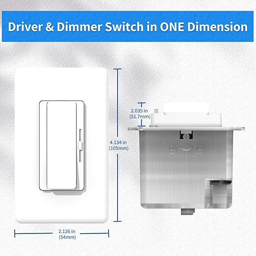 Dimmer and Driver Switch in one, AC120V 60W ON/Off Output Voltage: 12V +/-0.5V, UL, FCC, CE Class 2 Driver and dimmer Switch 2 in 1, UL Listed, Class 2