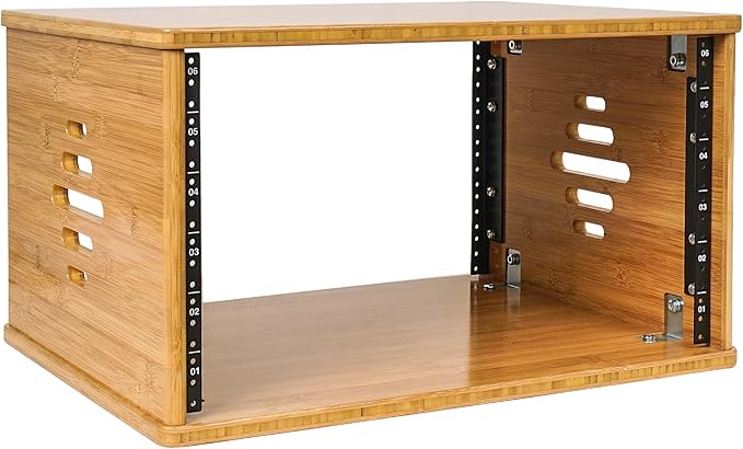 Sound Town DIY 6U Solid Carbonized Bamboo Studio Equipment Rack w/ 14.2" Depth, Ventilation for Recording Room, PA/DJ Pro Audio, Home Audio (STBR-6U)