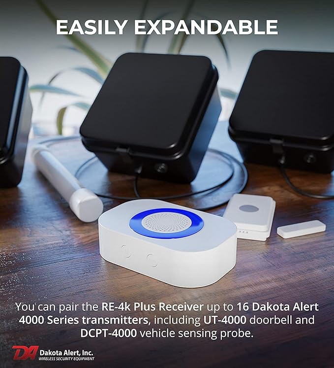 Dakota Alert Driveway Alarm Sensor - DCPA-4k Plus Driveway Alarms Wireless Outside Weatherproof Alert System, 1-Mile-Long Range Sensors, Receiver & Vehicle Detecting Probe Transmitter & 50' Wire