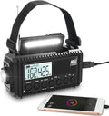 Auto NOAA Digital 5000 Weather Radio with Backlit LCD Screen, 5 Way Powered Solar Hand Crank Portable AM/FM/Shortwave Emergency Radio/Phone Charger,Read Lamp/Camping Flashlight,Earbud Jack,Clock,SOS