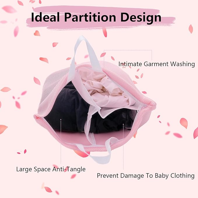 Guozcaray 2 Pcs Special Zoning laundry bag for delicates with handles mesh laundry bags washing machine laundry totes travel storage and sorting bag(Blue2)