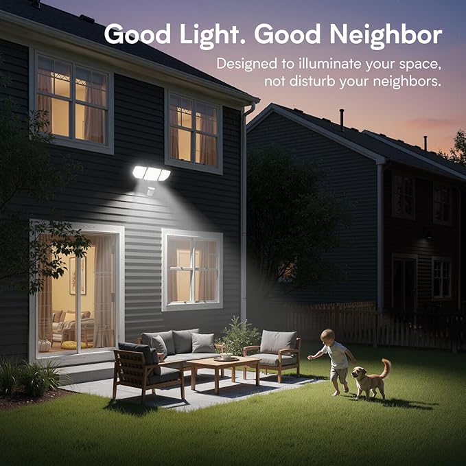 Meloght 65W 6500LM Flood Lights Outdoor Motion Sensor, Hardwired Security Floodlights 6500K IP65 Waterproof, Dusk to Dawn Lighting Outside, Black 2 Pack