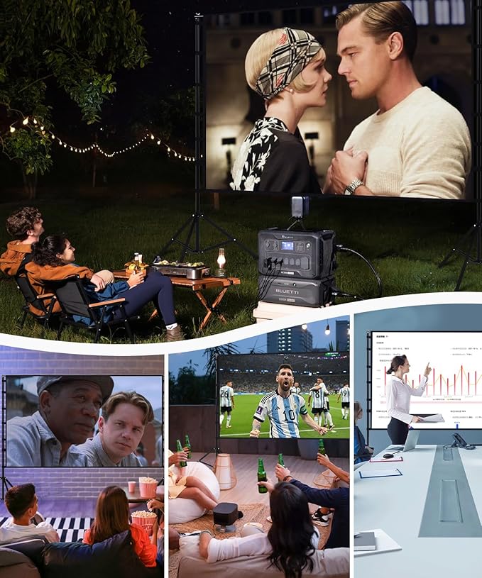 STWUI Projector Screen with Stand - 150 Inch Portable Projector Screens Outdoor Indoor Projector Screen 16:9 4K HD Outdoor Movie Screen with Carry Bag,Enioy Home Theater Projection Screen