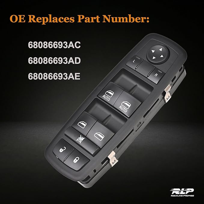 Master Power Window Switch Driver Side- 8Pins + 3Pins - Compatible with 2011 2012 2013 Dodge Durango Window Control Switch Replaces 68086693AC 68086693AD 68086693AE