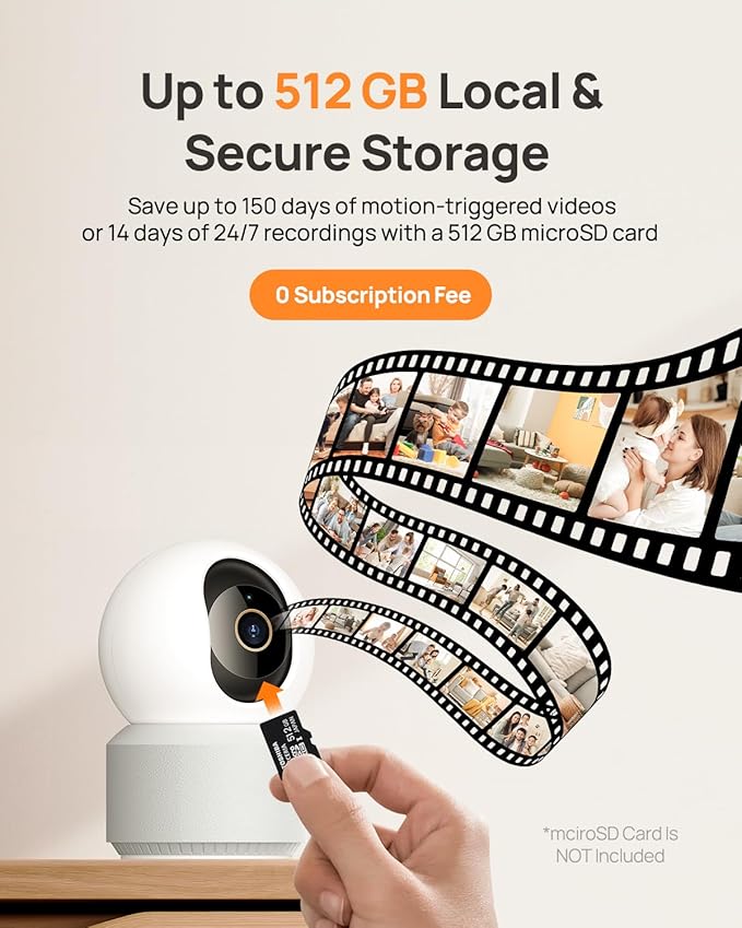 Anona Pano 4K UHD Indoor Camera, Pet/Dog/Baby Security Camera with Phone App, 360° Pan-Tilt, 2.4G/5G Dual-Band Wi-Fi 6, Auto-Tracking, Person/Pet/Baby Crying Detection, Privacy Mode, Two-Way Audio