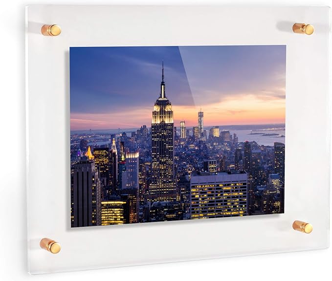 ArtToFrames 30x40 Inch Double Panel Floating Acrylic Picture Frame (Full Frame is 34x44) comes with Gold Standoff Hardware, Made in the USA, 2 Pack