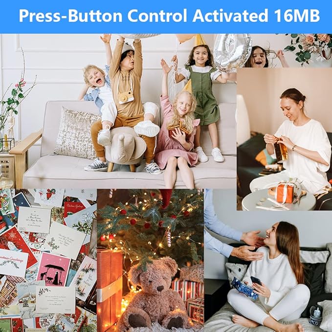 XLW Module - 16MB Push Button Activated Sound Module with Speaker, Type-C Cable, and Easy Recording Capability16 Minutes for Personalized Greetings, DIY Projects, and Holiday Crafts (Blue-2Pack)