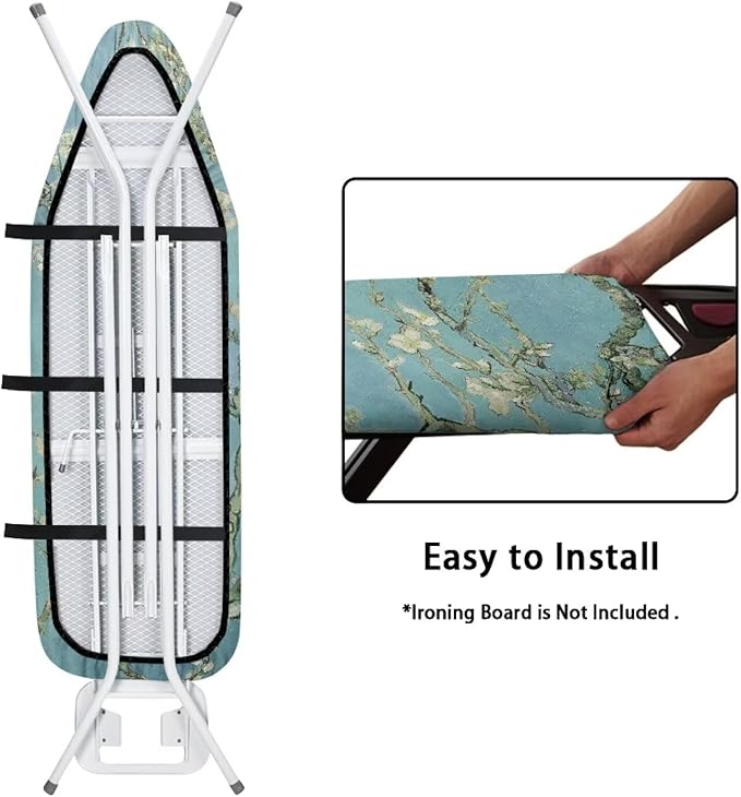 ZCFYGDX William Morris Prints Ironing Board Cover 3 Nylon Buckle Fastening Easy to Install Iron Decor Covers Standard with Elastic Edge Scorch Resistant Protective Covers for Iron Board 15x54 Inch