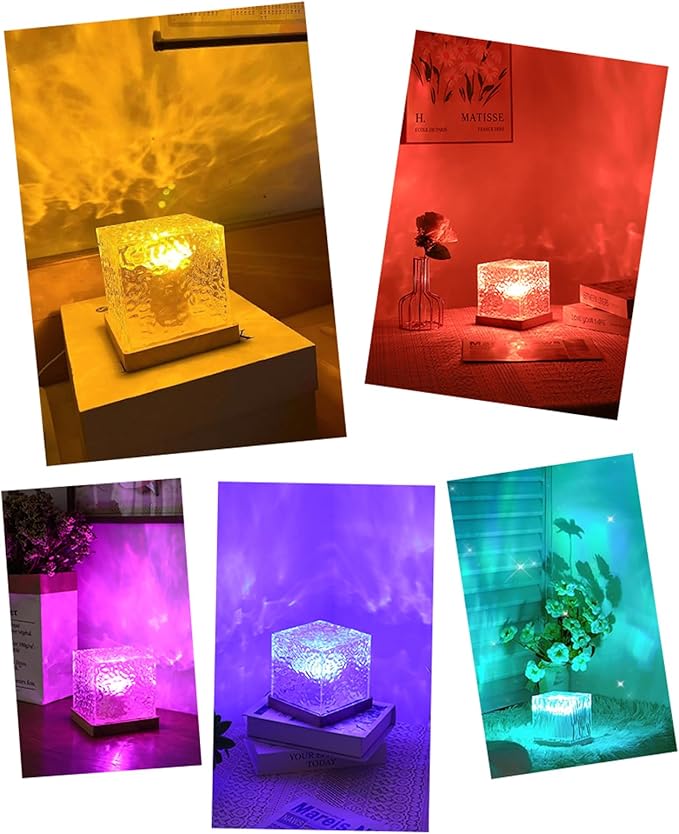 Growalleter Ocean Wave Projection Lamp, 16 Color RGB Mood Light with Remote, 3D Water Ripple Night Light for Kids Room, Meditation, Yoga, Home Decor(2 Pcs)