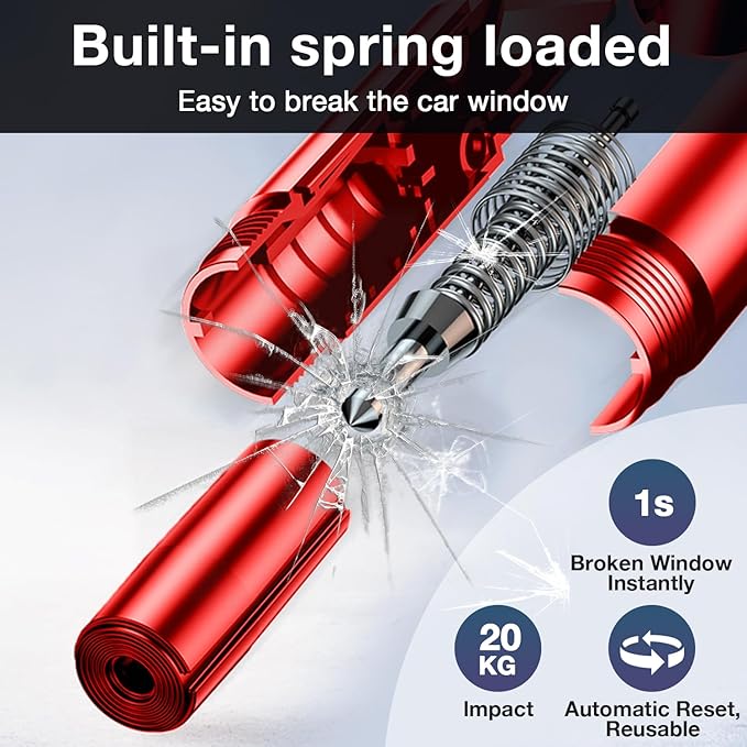 MOTORBUDDY Car Window Breaker Tool, 2-in-1 Window Breaker Seatbelt Cutter, Emergency Glass Breaker Keychain and Auto Escape Tool，Car Accessories