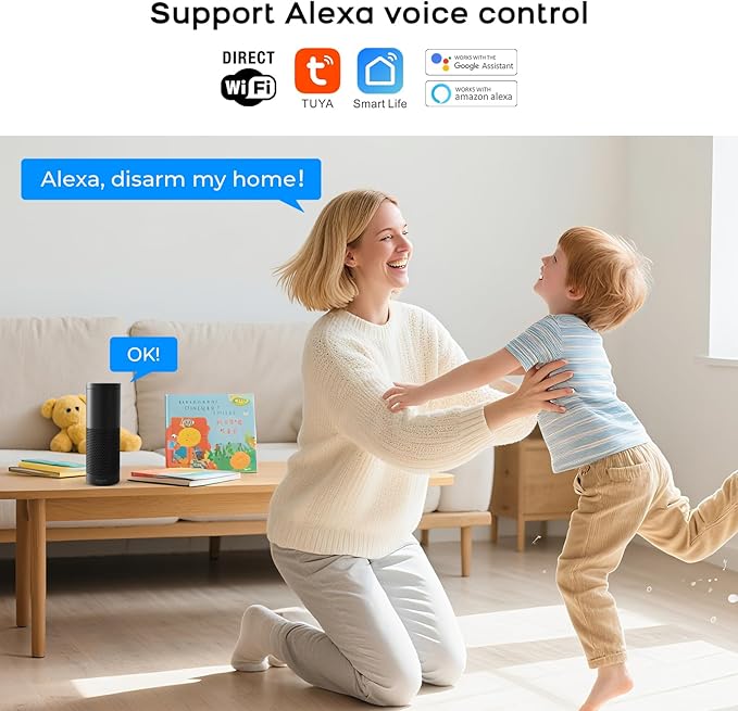 Alarm System for Home Security,Wireless Security System with WiFi+GSM/4G Phone App Control,Door/Window Sensors,SOS Button,Instant Alerts & Auto Alarm Dial,Compatible with Alexa NO Monthly Fees