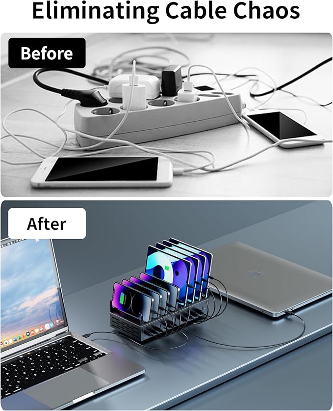 360W Charging Station for Multiple Devices, 12-Port USB C Charging Station with Dual 45W PD PPS Port, Multi Device Fast Charger Dock for MacBook Pro Laptop, iPhone, iPad, Tablet, Android Cell Phone