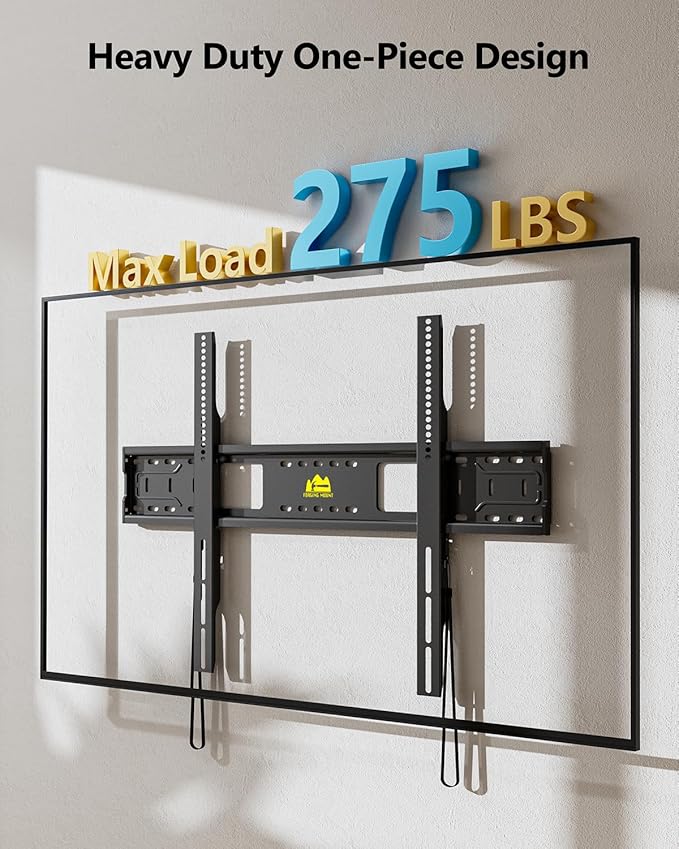 FORGING MOUNT Heavy Duty Fixed TV Wall Mount Holds up to 275Lbs for 55-120 inch TVs 3-Stud Low Profile TV Mount Ultra Slim Universal Bracket Fits 16"/18"/24" Studs MAX VESA 900x600mm- Easy DIY Install