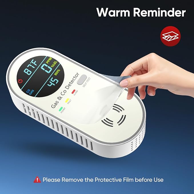 NICGOL 4-in-1 Upgraded Natural Gas Detector & Carbon Monoxide Detectors - Carbon Monoxide Detectors Plug in - Natural Gas, Propane, Co Detector, Temperature & Humidity Detectors for Home, RV (White)