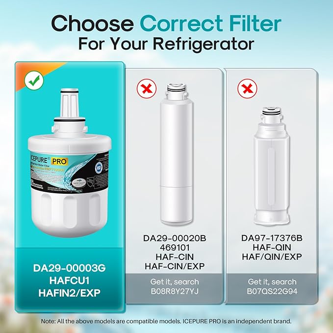 ICEPURE DA29-00003G Remove PFOA&PFOS, NSF/ANSI 401&473&53&42&NSF/ANSI/CAN 372 Water Filter, Replacement for Samsung DA29-00003A, Aqua-Pure Plus DA29-00003B, HAFCU1, RF267AERS, HDX-FMS-1, 3PACK