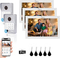 Wired Video Door Phone Apartment Intercom System,7 Inch Touch Monitor with 1080P HD Camera Doorbell,Supporting 5 in 1 Unlocking,Minitoring Motion Detecting for Home Villa,Tuya (2 doorbell + 3 monitor)