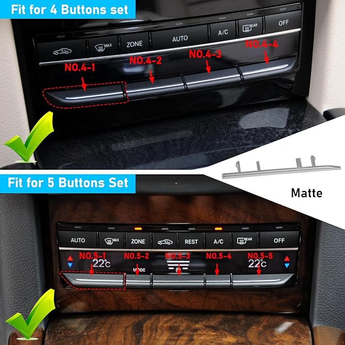 Jaronx Compatible with Mercedes Benz AC Button Trim E Class W212, Temperature Climate Control Button Sliver Chrome Trim for E Class W212 E63 AMG E250 E350 E400 E550 2010-2017(Matte)