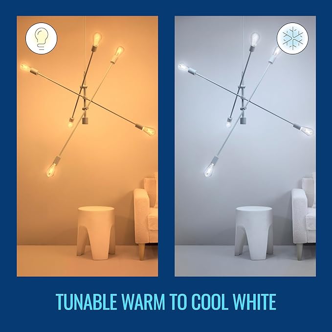 WiZ Connected 60W ST19 Tunable White Filament LED Smart Light Bulbs - Connects to Your Wi-Fi - E26 Smart Bulb - Control with Voice or App + Activate with Motion - Matter Compatible - 1 Pack