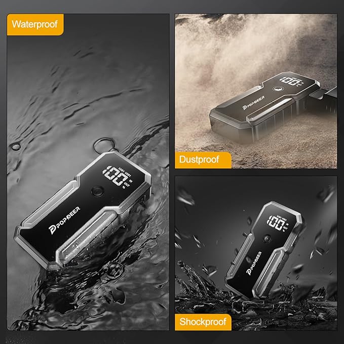 POPDEER Car Battery Jump Starter, 3000A Jump Box (All Gas/ 8.0L Diesel), 12V Car Battery Charger with Dual USB Quick Charge and DC Output, Portable Jump Starter with LED Flashlight