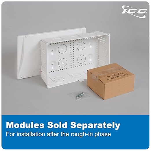 ICC 9” Plastic Structured Wiring Enclosure, Media Enclosure with Cover, Cable Management Box for Residential Structured Cabling, UL Listed, ICRESDC9PE