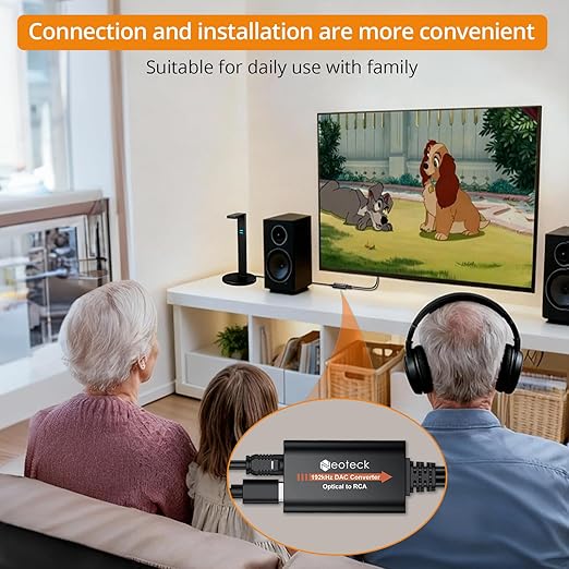 Neoteck SPDIF to RCA+3.5mm Optical to Analog Audio Adapter 192kHz DAC Converter with Built-in Amplifier Chip for HDTV Set-Top Box DVD Blu-Ray Players