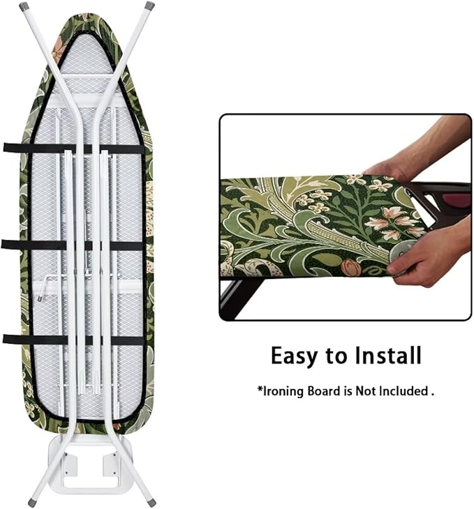 ZXFYGDX Cover for Ironing Board, William Morris Prints Table Top Ironing Board Cover with Nylon Buckle Straps and Elastic Edges Easy to Install, Standard Size Suitable for 18x58 Inch Ironing Board 2XL