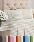 Full Size 4 Piece Sheet Set - Comfy Breathable & Cooling Bed Sheets Set - Hotel Luxury Bedding for Women, Men, Kids, Teens, Boys & Girls - Deep Pockets, Soft, Wrinkle Free - Oeko-Tex - Beige Stripes 2