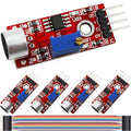 DAOKAI 5PCS High Sensitivity Microphone Sensor Module Two Channels Sound Detection Control Switch Module PIC AVR(Red) DC5V for Arduino, with Dupont Wire