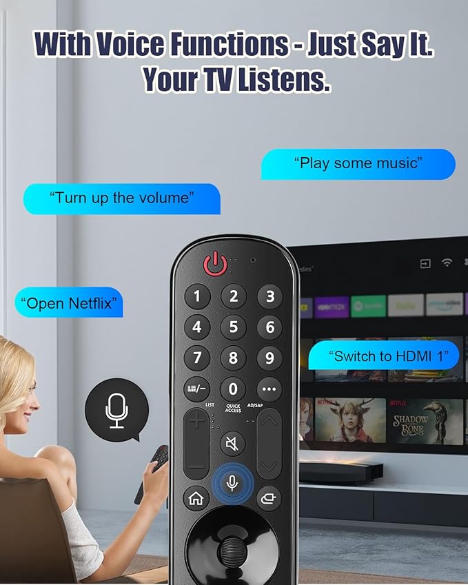 Replacement Voice Remote Control for LG Smart TVs 2019–2024, Compatible with Magic Remote AN-MR20/21/22/23/24GA with Pointer, 2-Year Warranty