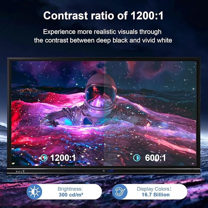 86" 4K Educational Smart Board Pro | Interactive Digital Whiteboard for Classrooms, Lecture Halls & STEM Labs | Android 12 Multi-Device Learning Hub with Live Annotation Tools (Board Only)