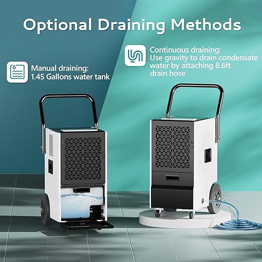 EUHOMY 160 Pints Commercial Dehumidifier for Basement,Large Dehumidifier for Basement With Drain Hose,Timer and 4 Wheels,Industrial Dehumidifiers for Flood Repair,Drying Basement,Warehouse and Factory