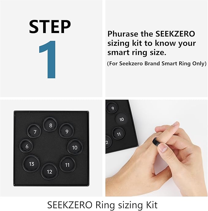 SEEKZERO Sizing Kit for Smart Ring, Size First Before You Buy - Choose from 8 Sizes - Sizes 6 to 13 - Find The Perfect Ring Size Smart Ring Only